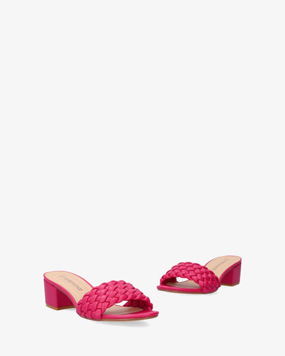 Mule en soft fucsia con tacón cuadrado