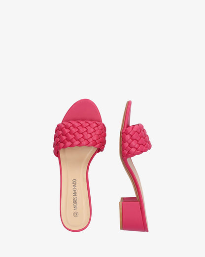Mule en soft fucsia con tacón cuadrado