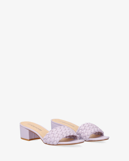 Mule en soft lila con tacón cuadrado