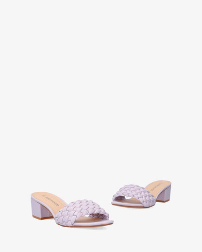 Mule en soft lila con tacón cuadrado