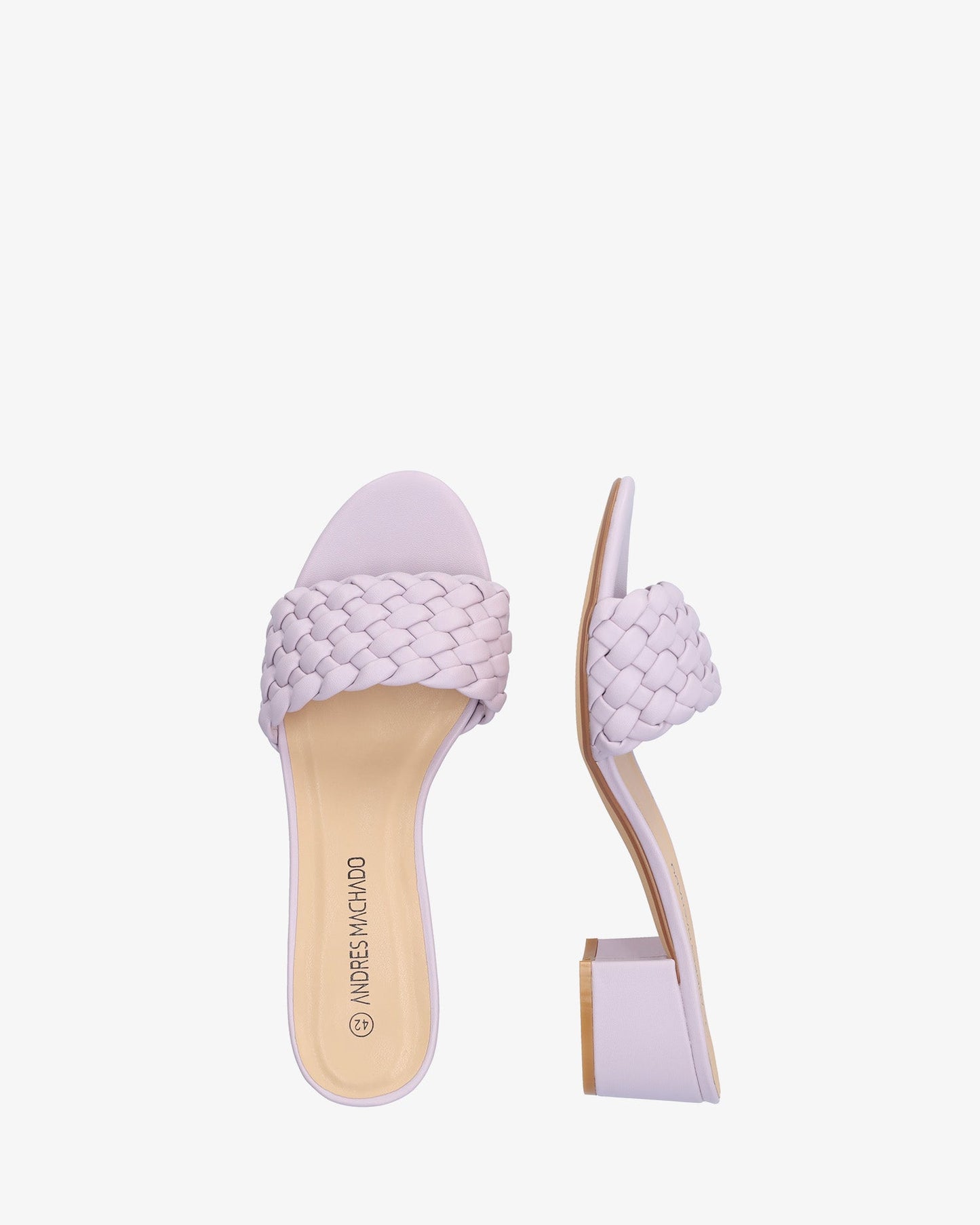 Mule en soft lila con tacón cuadrado