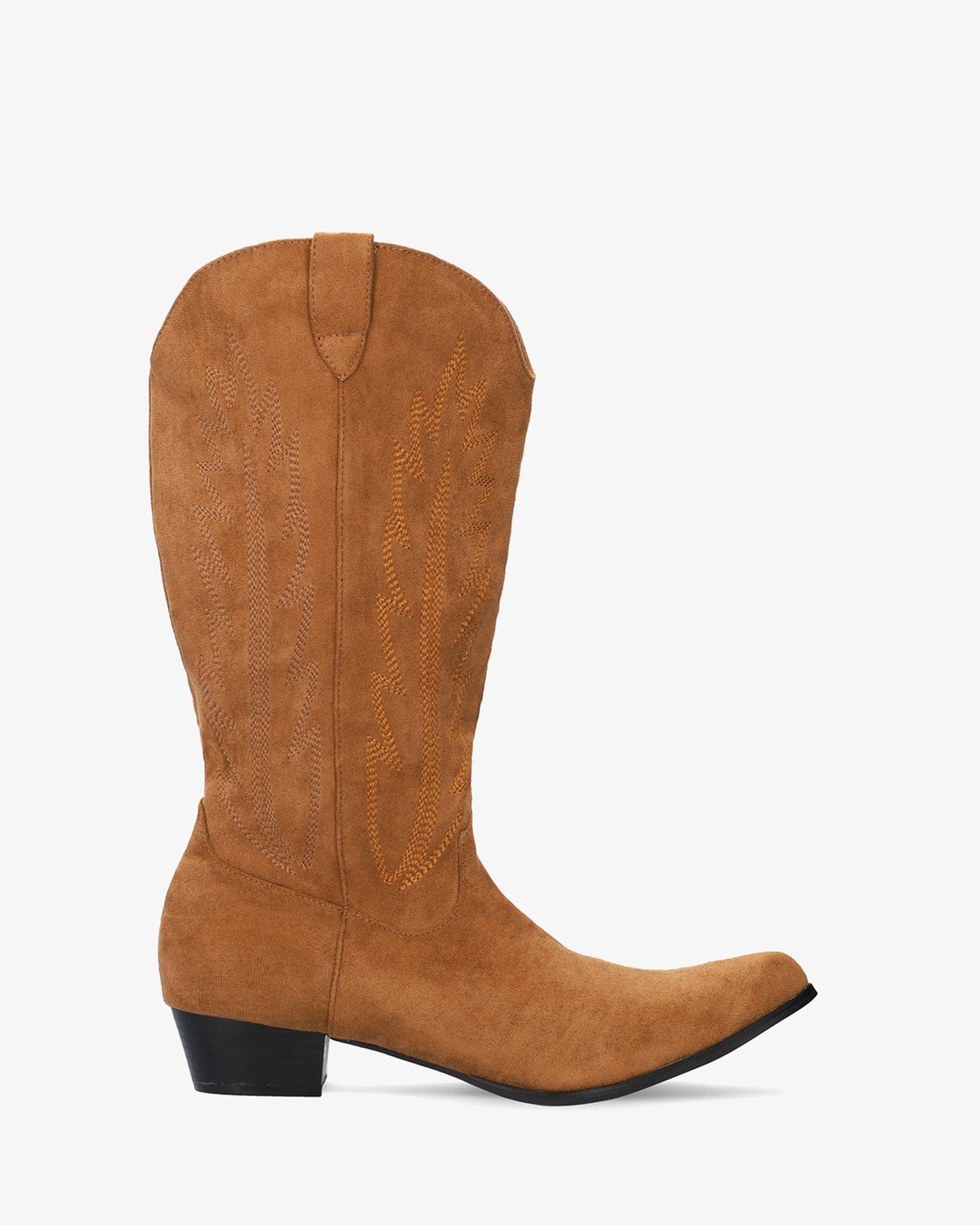 Brown faux suede cowboy boot