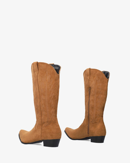 Brown faux suede cowboy boot