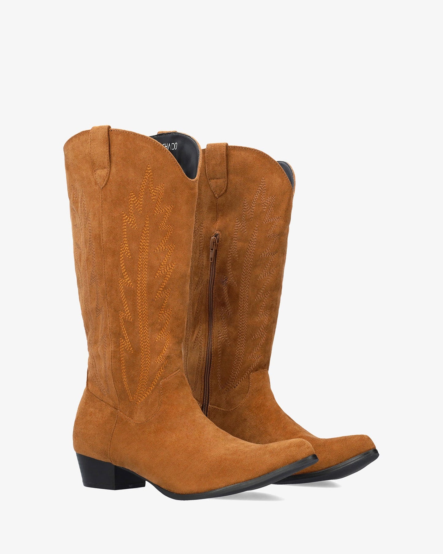 Brown faux suede cowboy boot