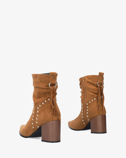 Brown faux suede cowboy boots