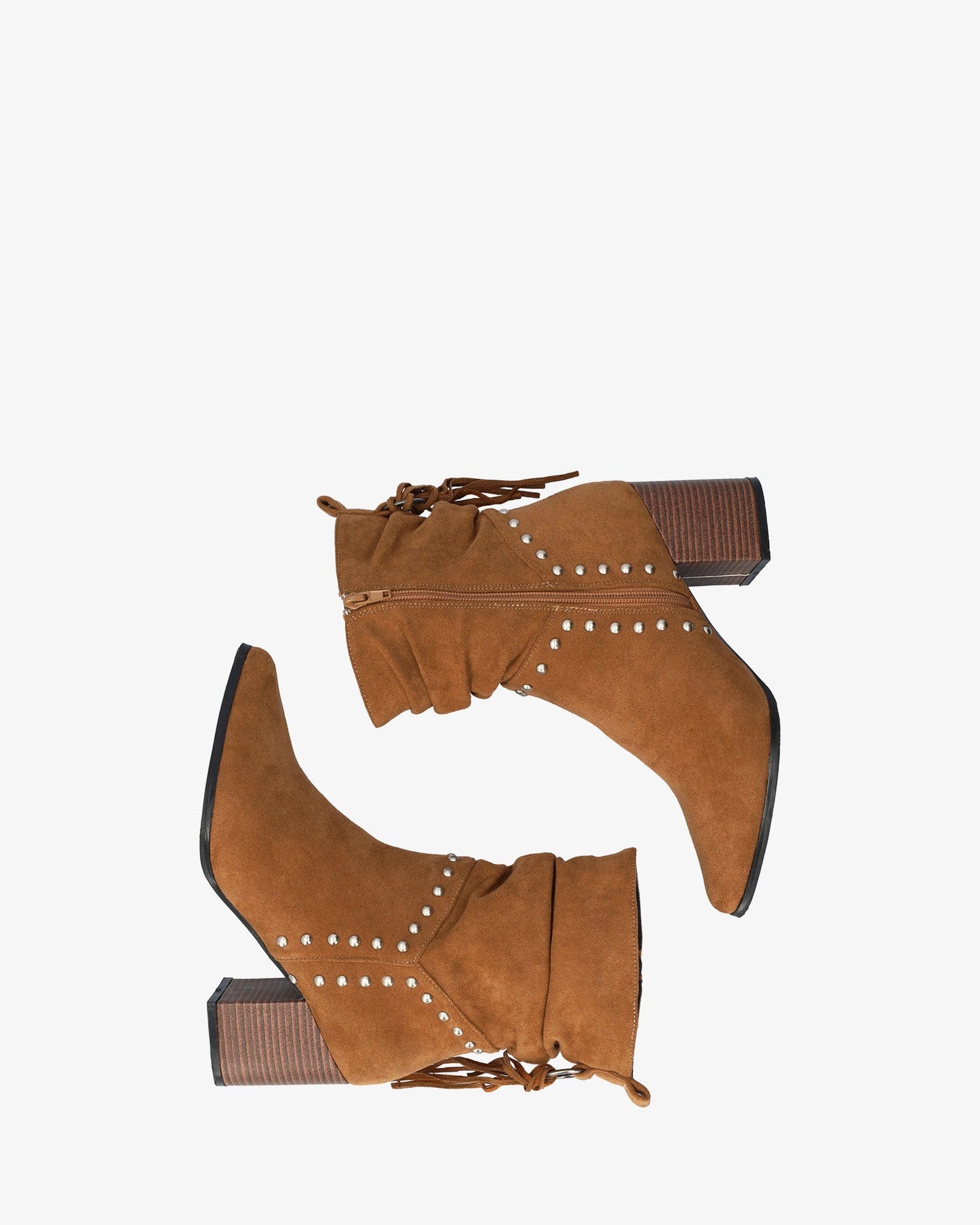 Brown faux suede cowboy boots