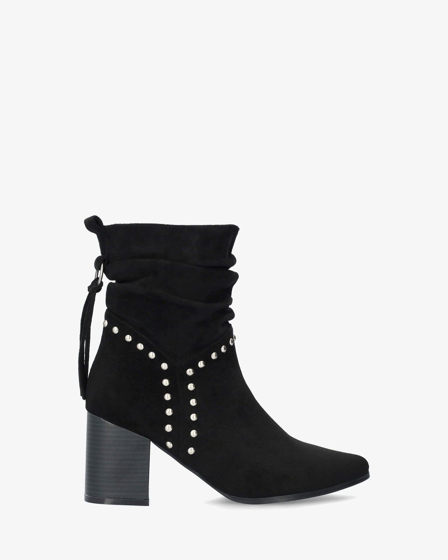 High cowboy boot in black faux suede