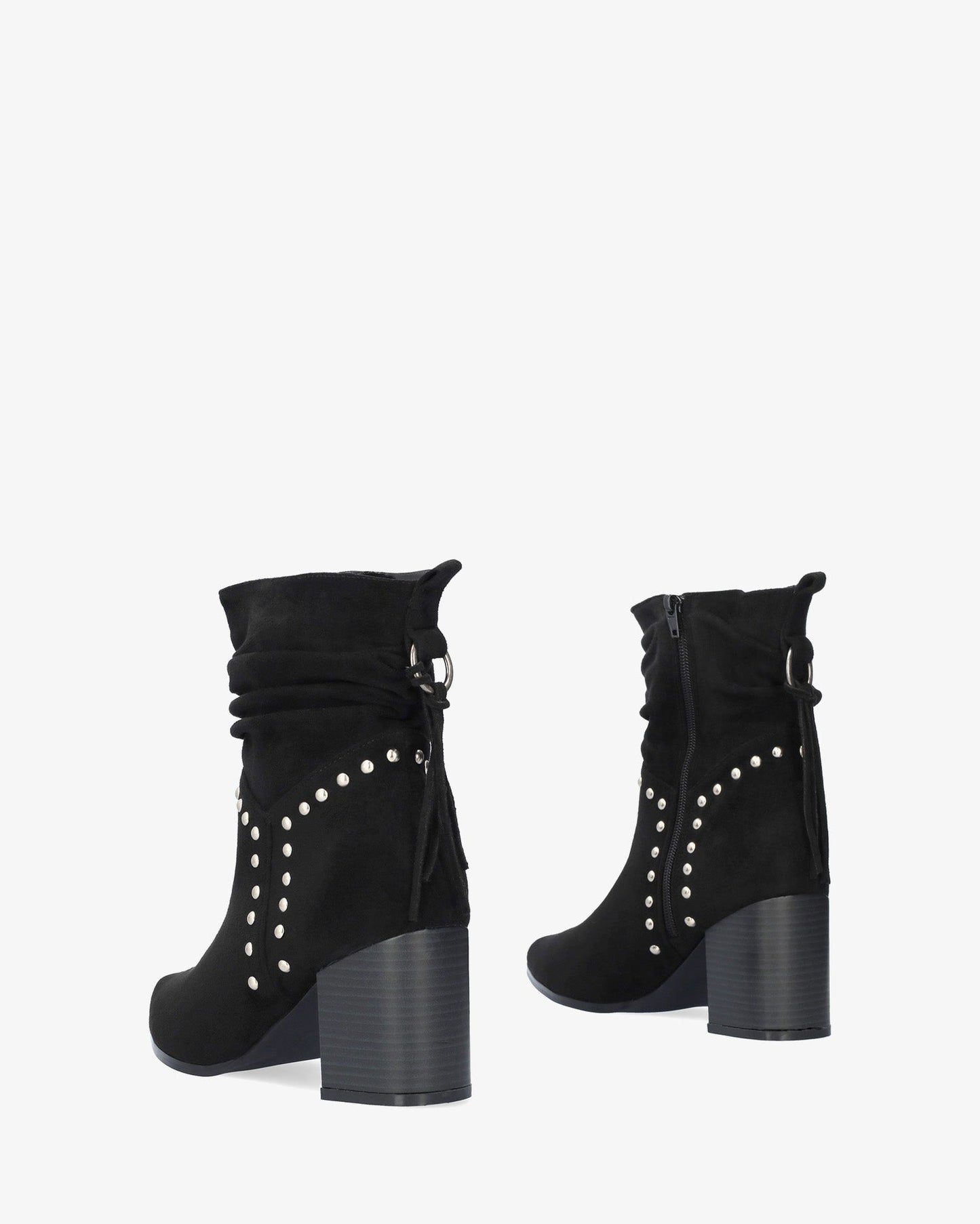 High cowboy boot in black faux suede