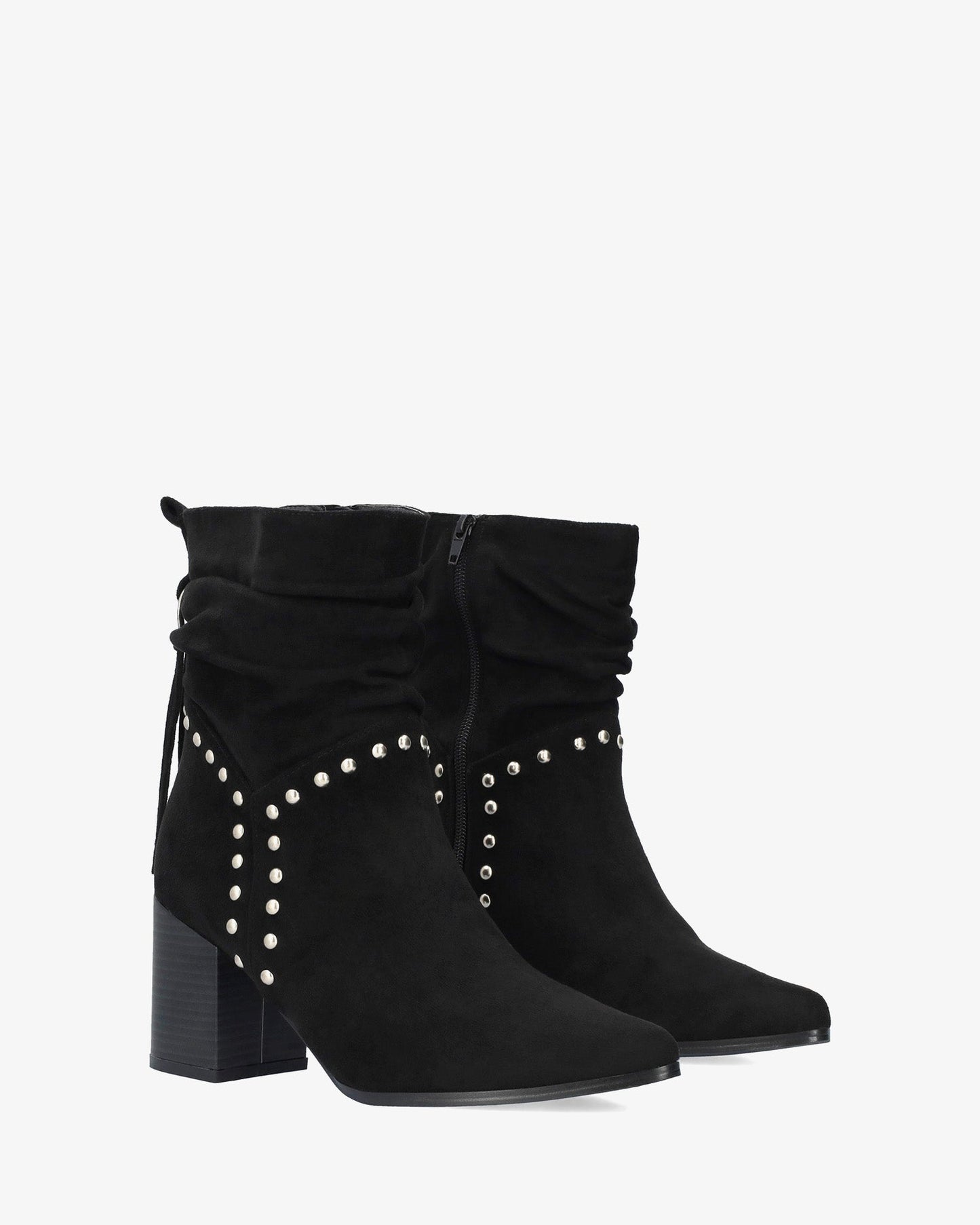 High cowboy boot in black faux suede