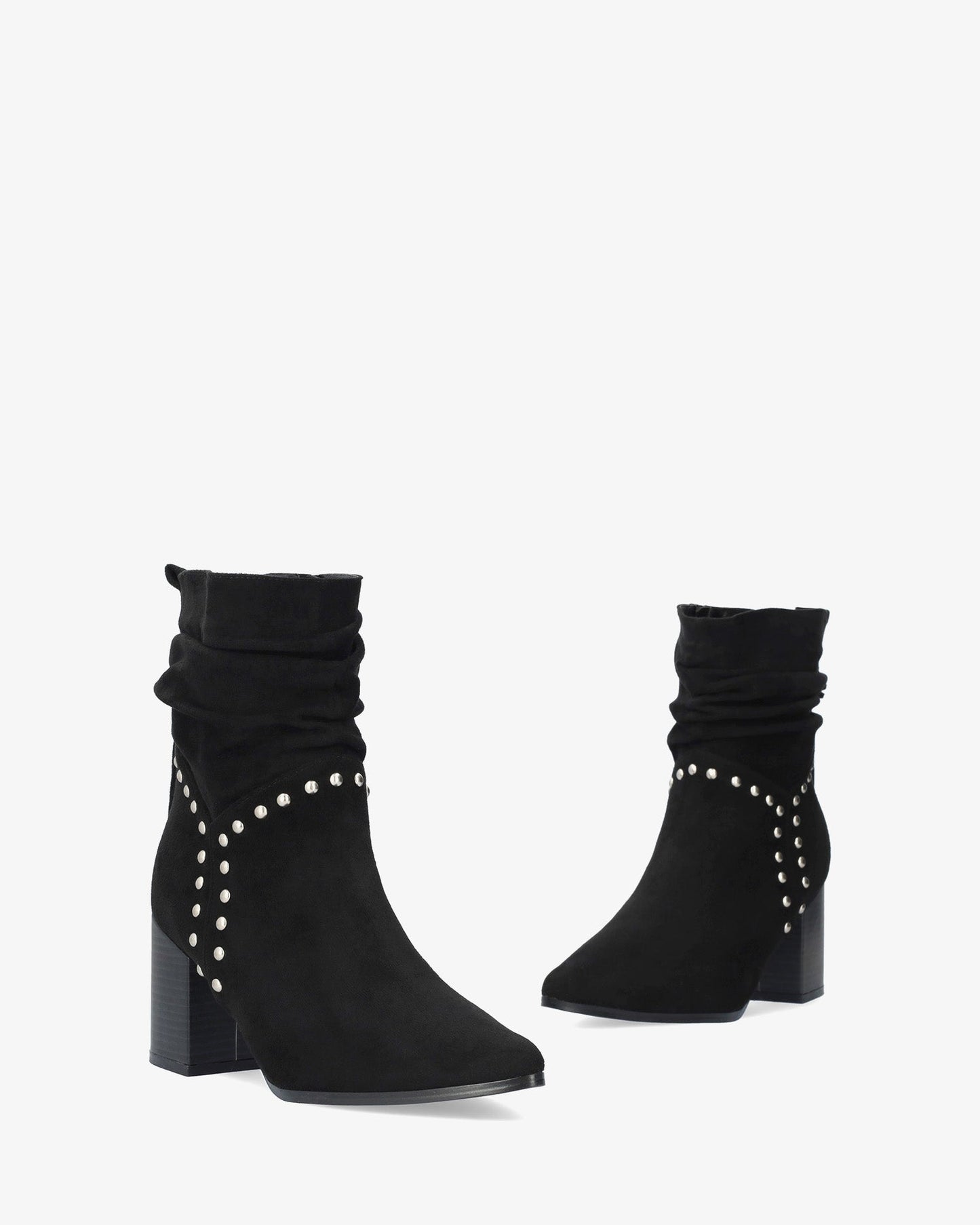 High cowboy boot in black faux suede