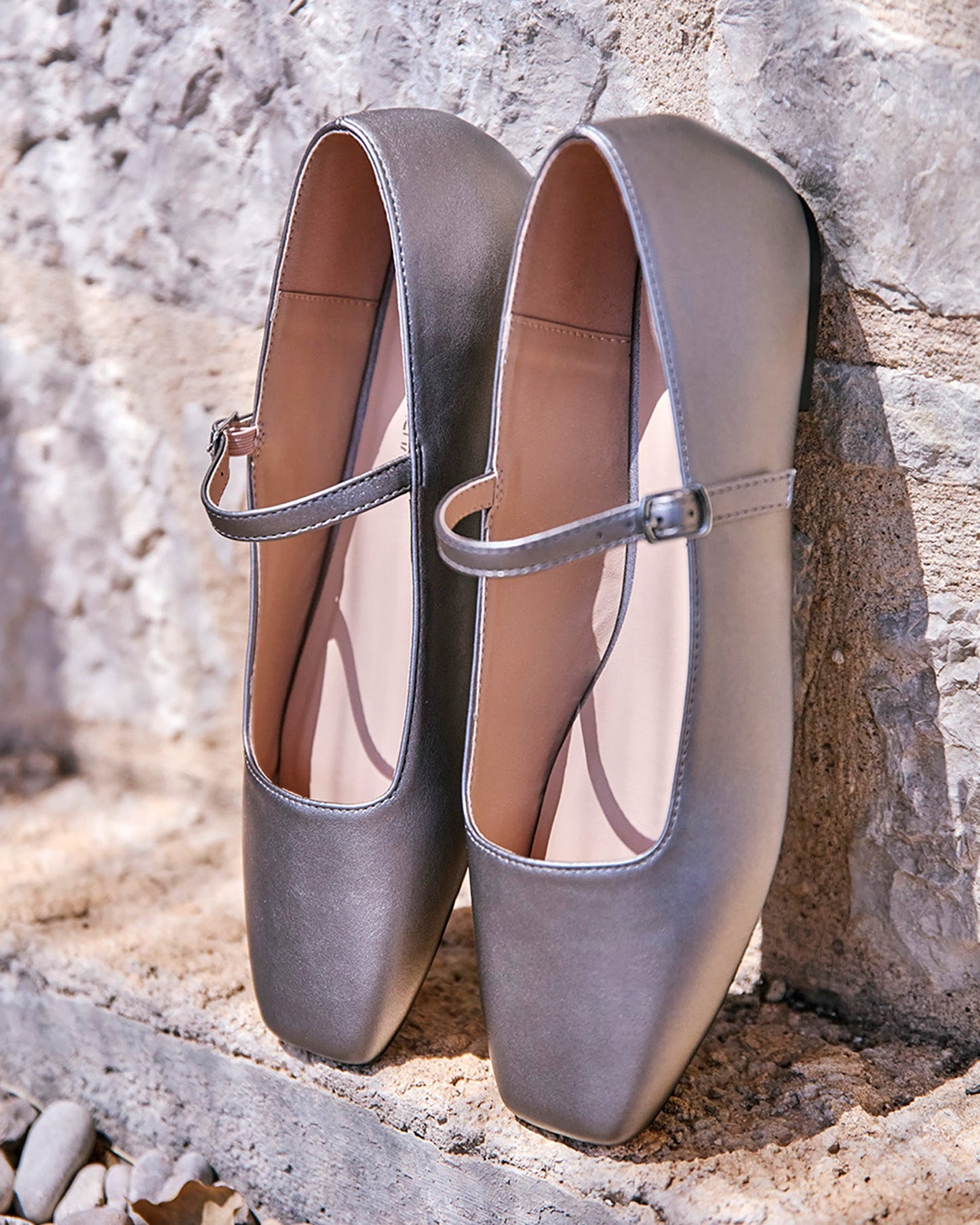 Bailarina plana en soft plata vieja