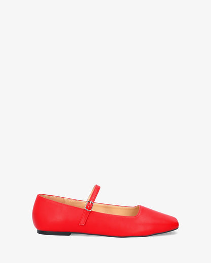 Flat ballerina flats in soft red