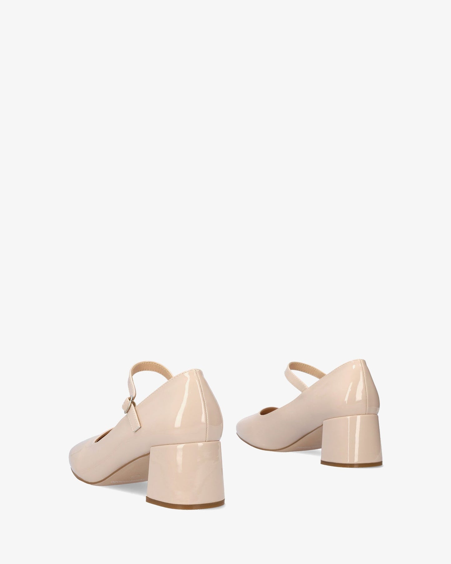 Mary Jane shoes with heels in beige patent leather