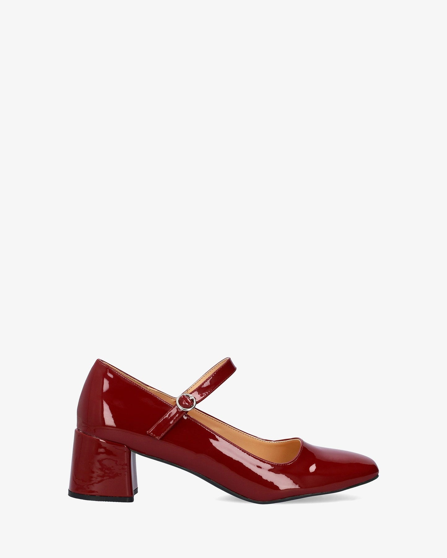 Mary Jane con tacón en charol granate