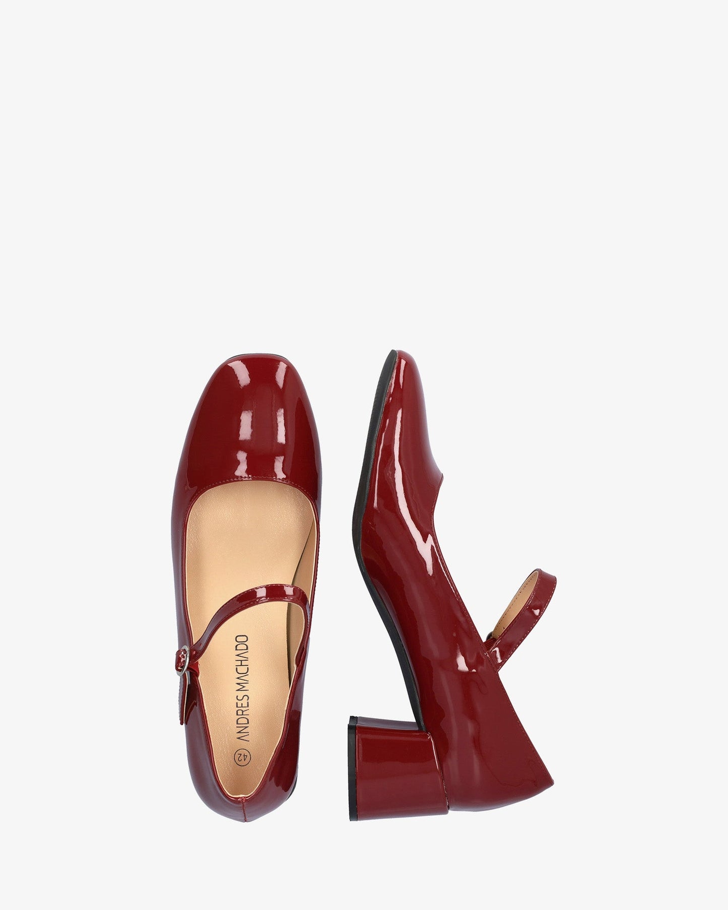 Mary Jane con tacón en charol granate