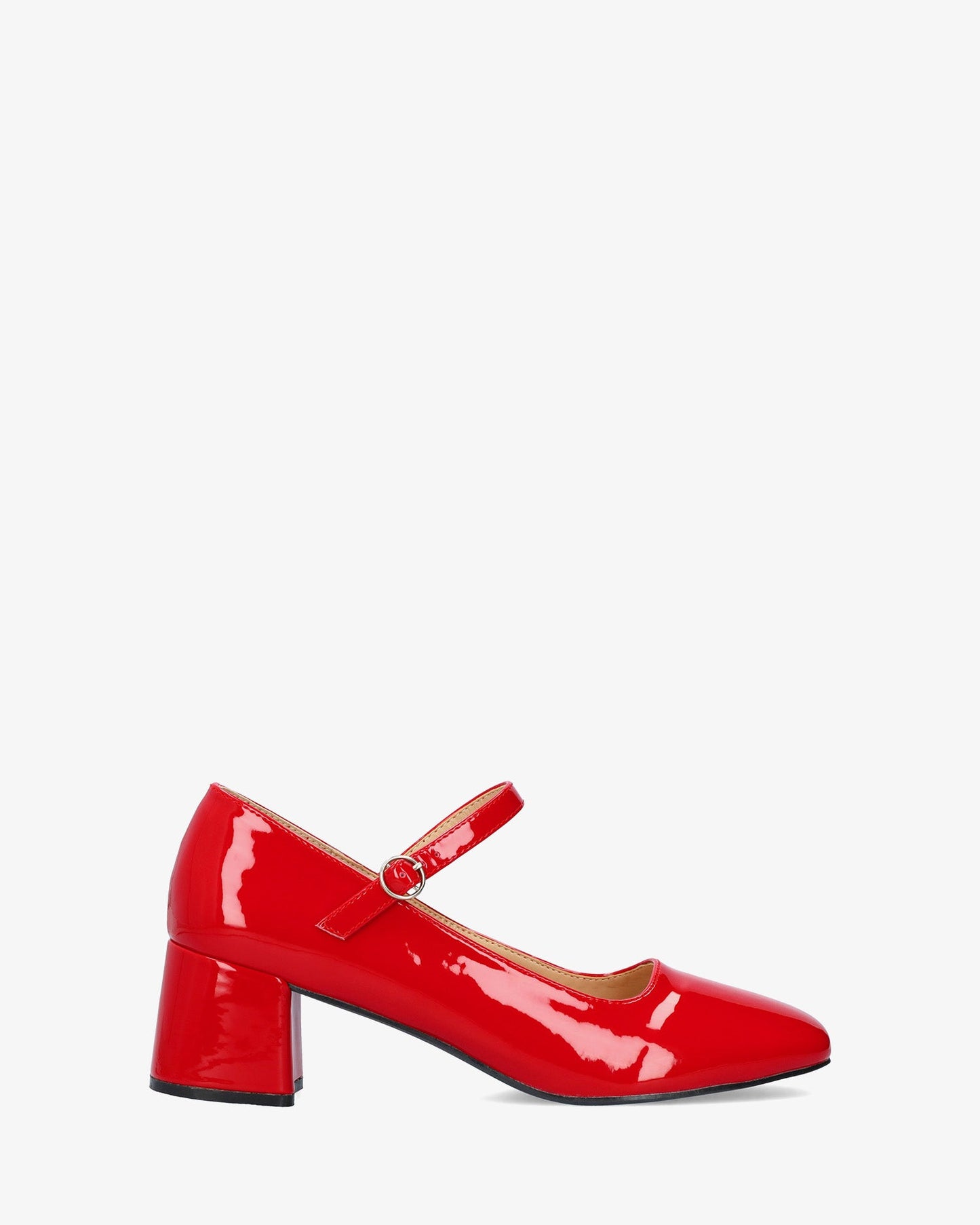Mary jane con tacón en charol rojo