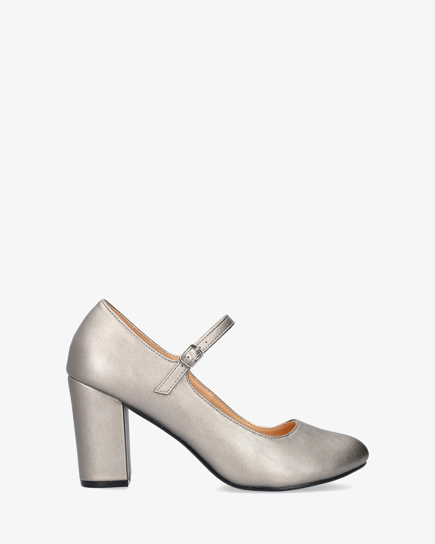 Mary Jane shoes with heels in soft antique silver