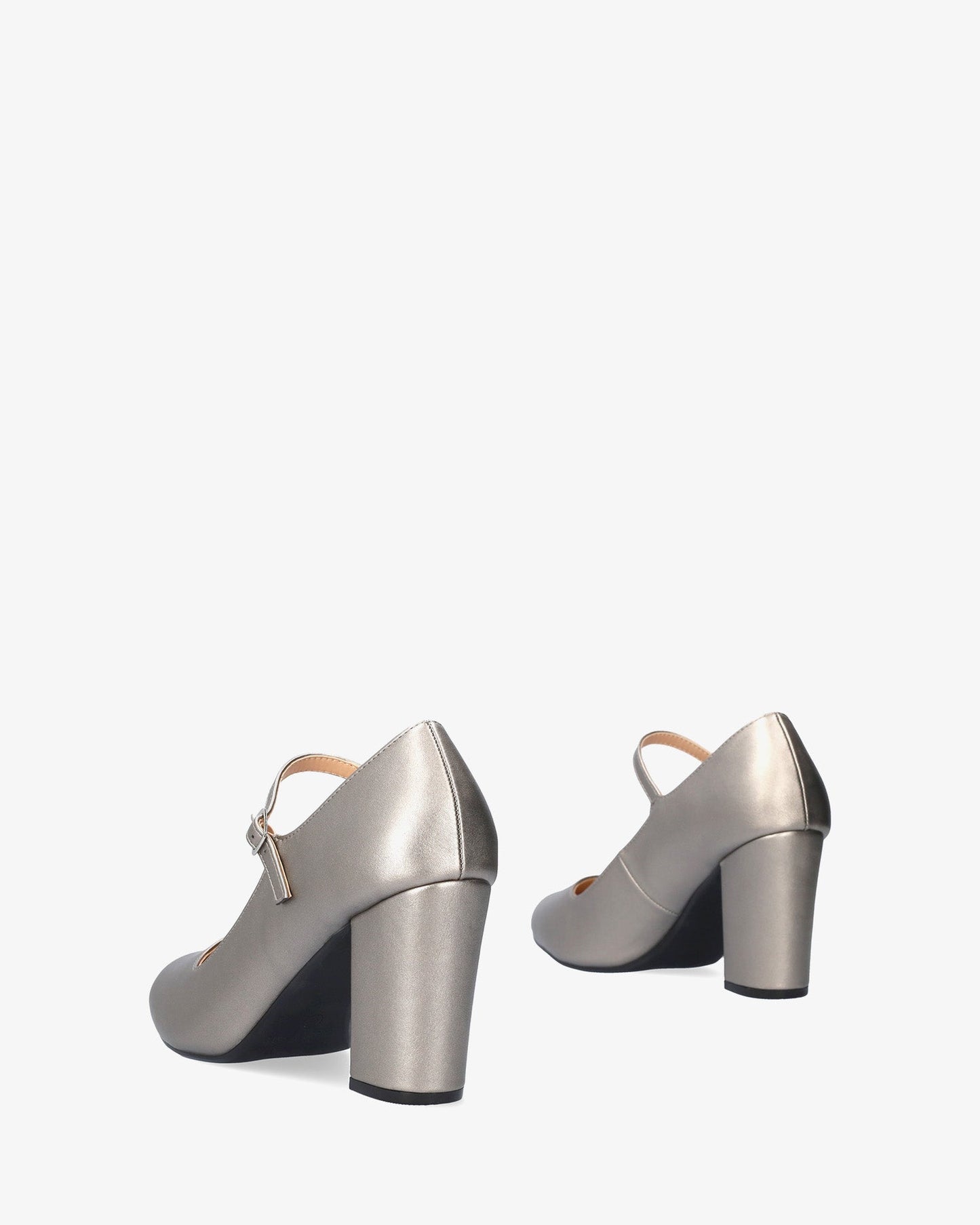 Mary Jane shoes with heels in soft antique silver