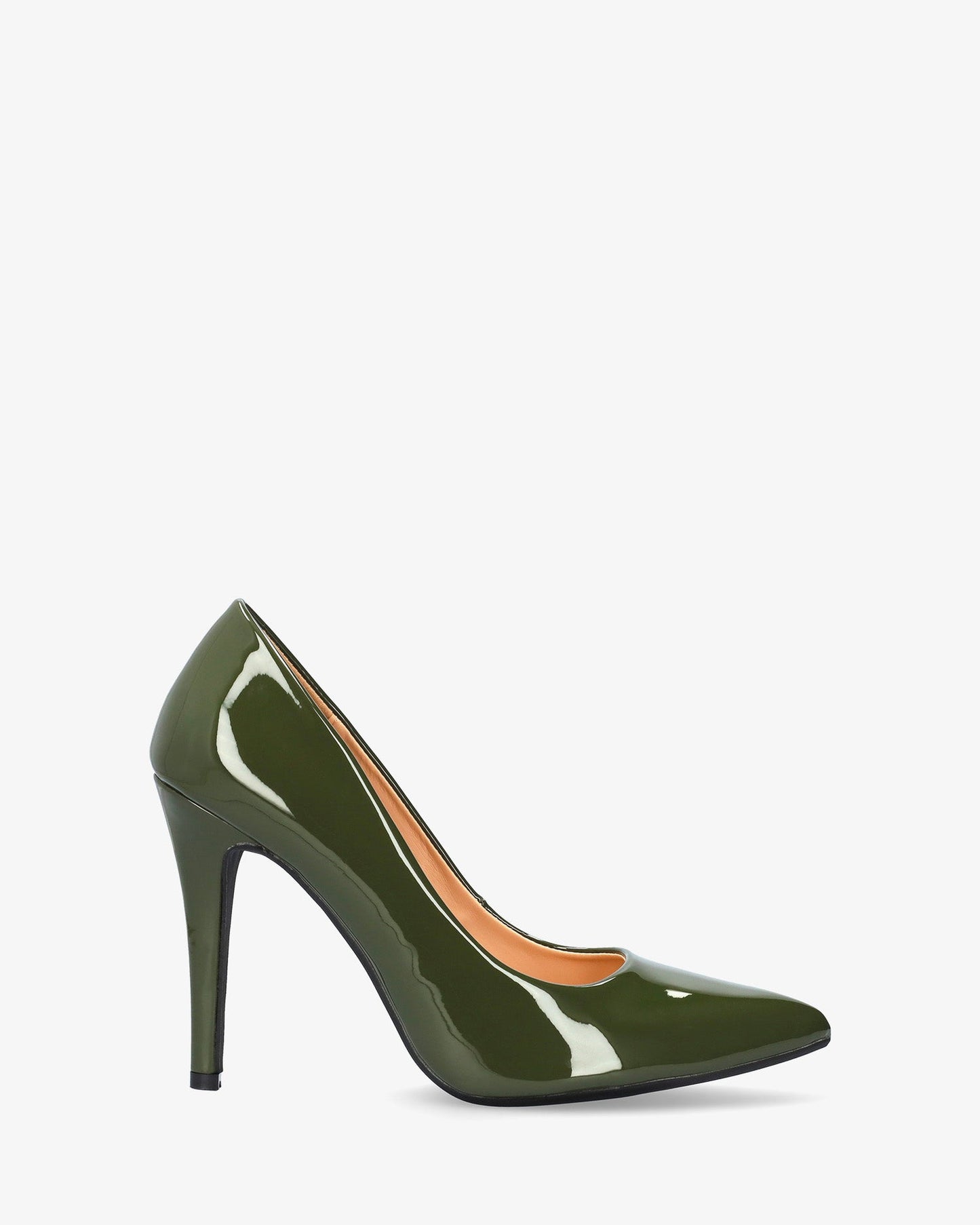 Green patent leather pump with heel
