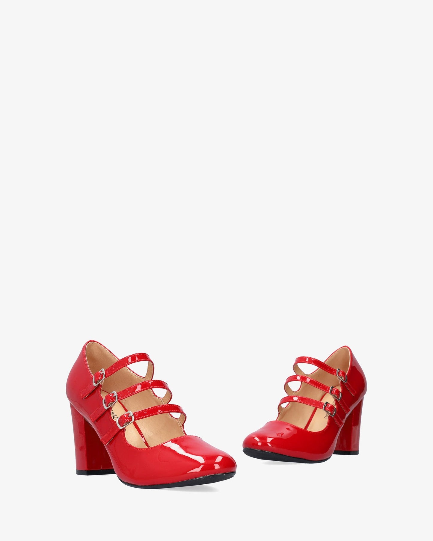Mary jane con tacón en charol rojo