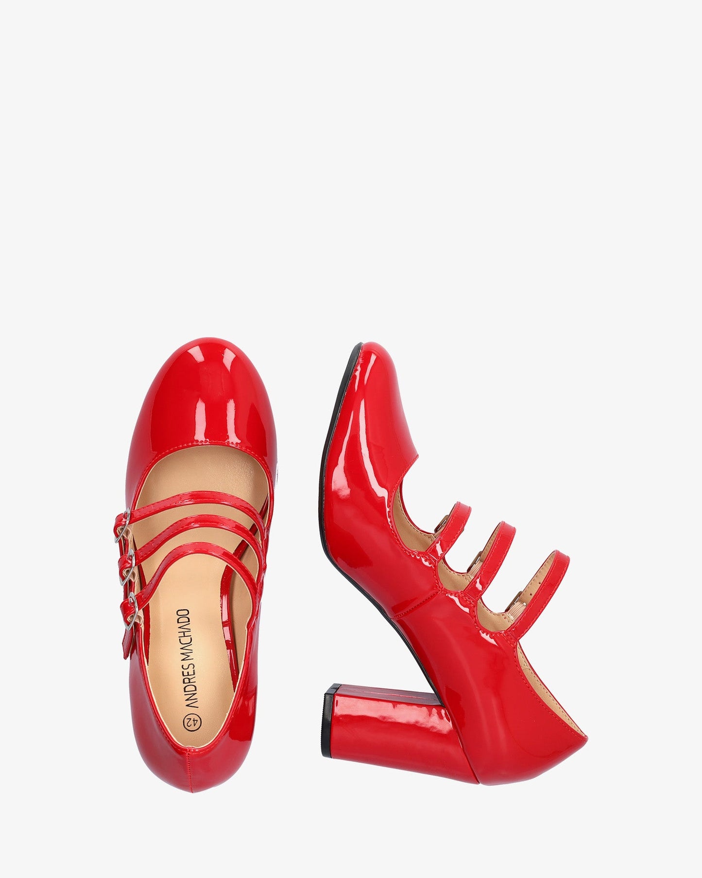 Mary jane con tacón en charol rojo