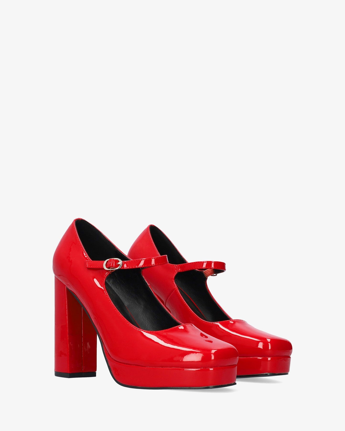 Mary jane con tacón en charol rojo