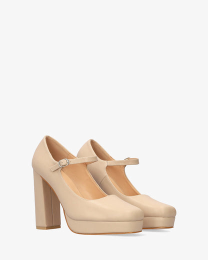 Mary jane con tacón en soft beige
