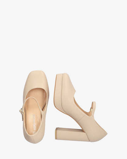 Mary jane con tacón en soft beige