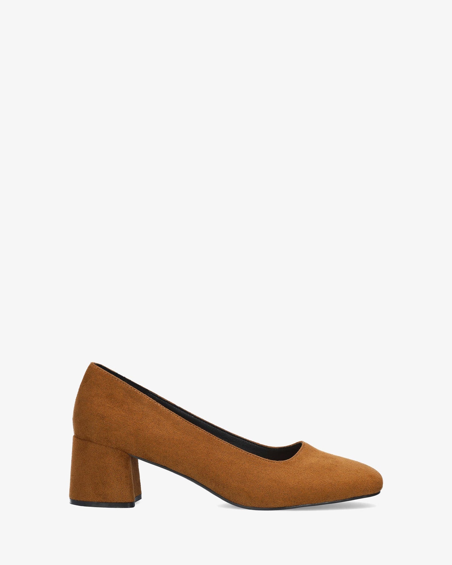 Brown faux suede pump with heel