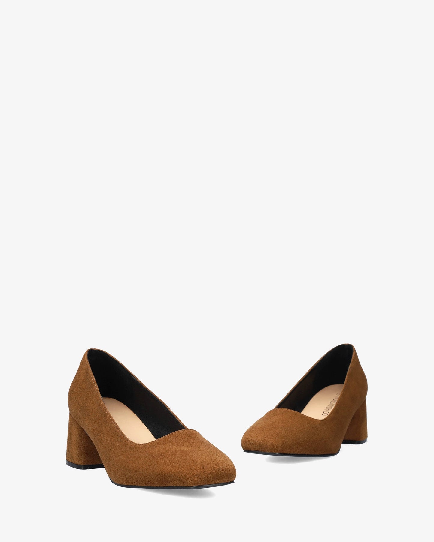 Brown faux suede pump with heel