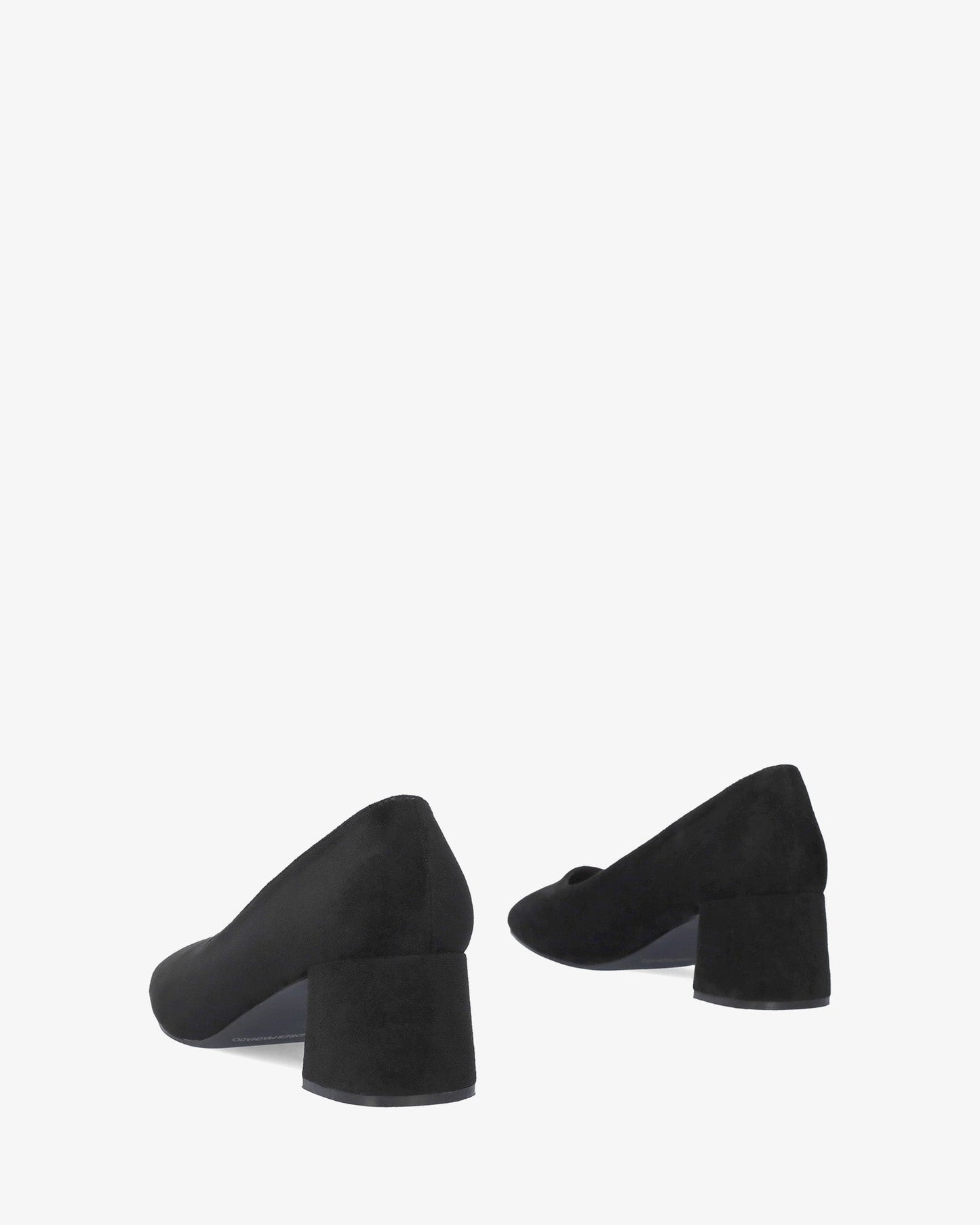 Black faux suede pump with heel