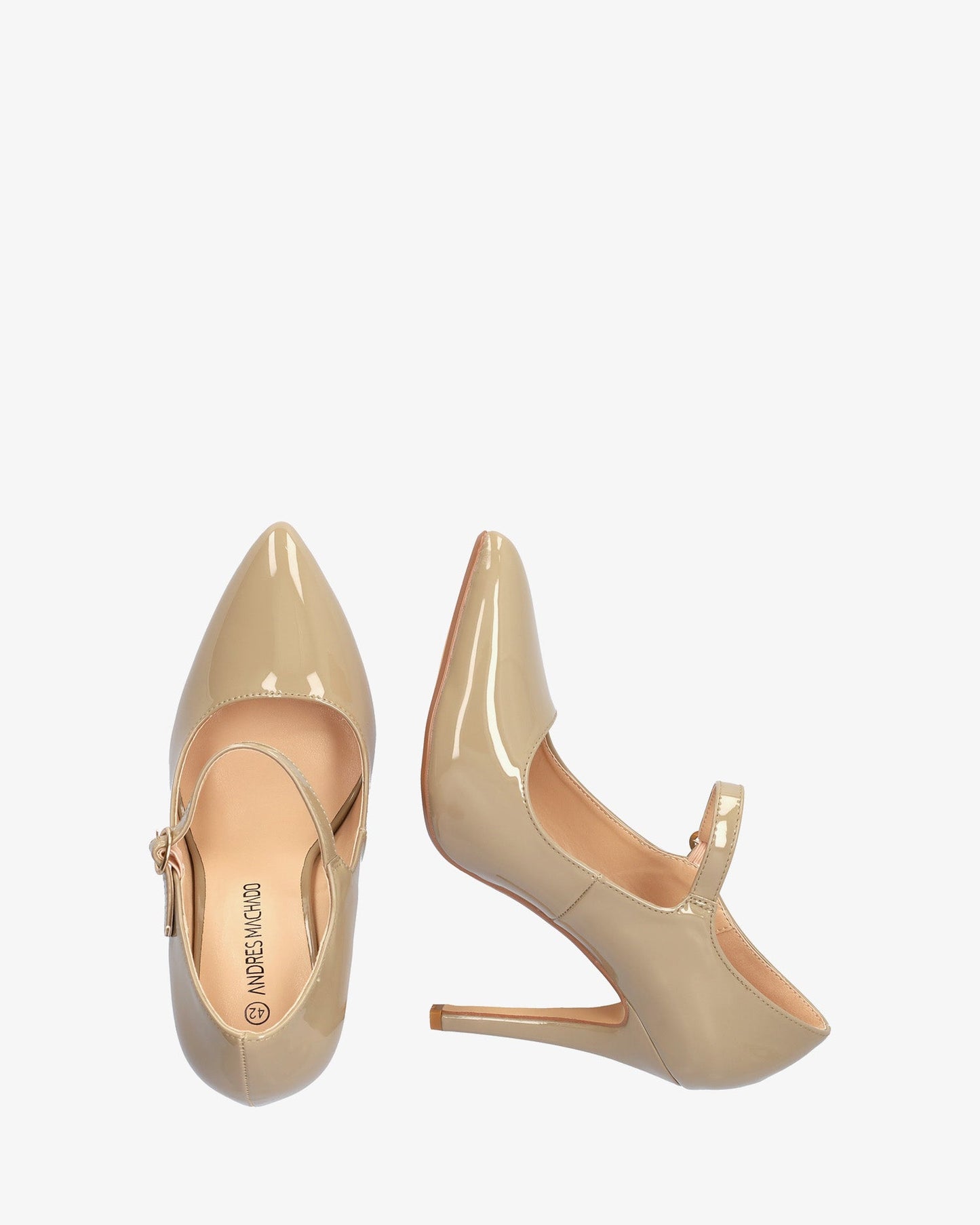 Mary jane con tacón en charol beige