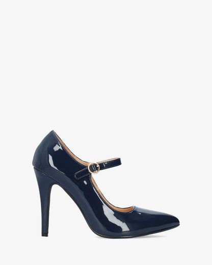 Mary Jane with heel in navy patent leather