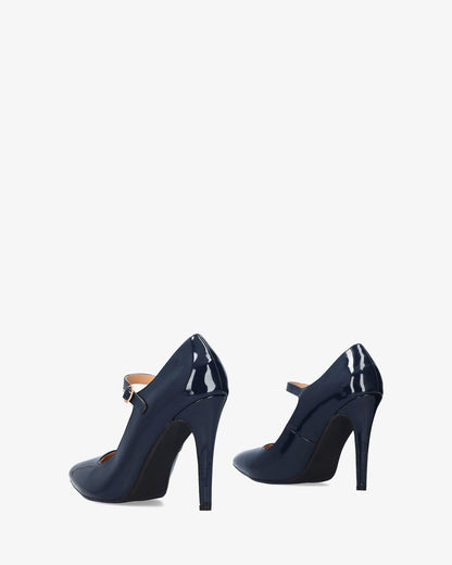 Mary Jane with heel in navy patent leather
