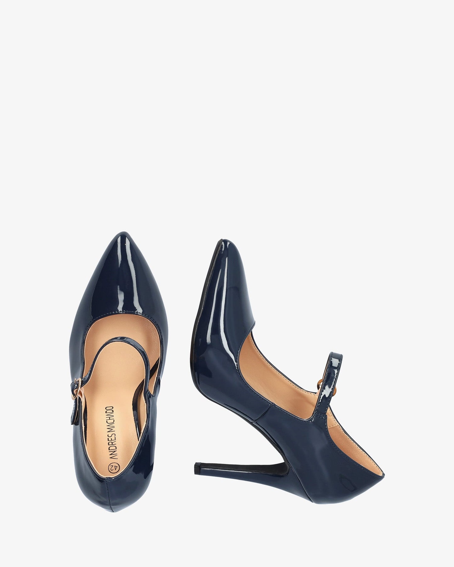 Mary Jane with heel in navy patent leather
