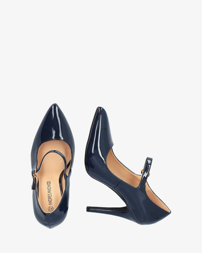 Mary Jane with heel in navy patent leather