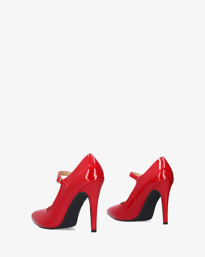 Mary jane con tacón en charol rojo