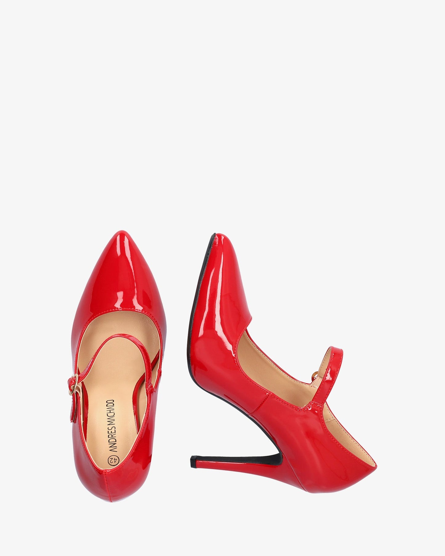Mary jane con tacón en charol rojo