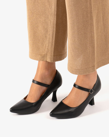 Mary jane con tacón kitten heel en soft negro