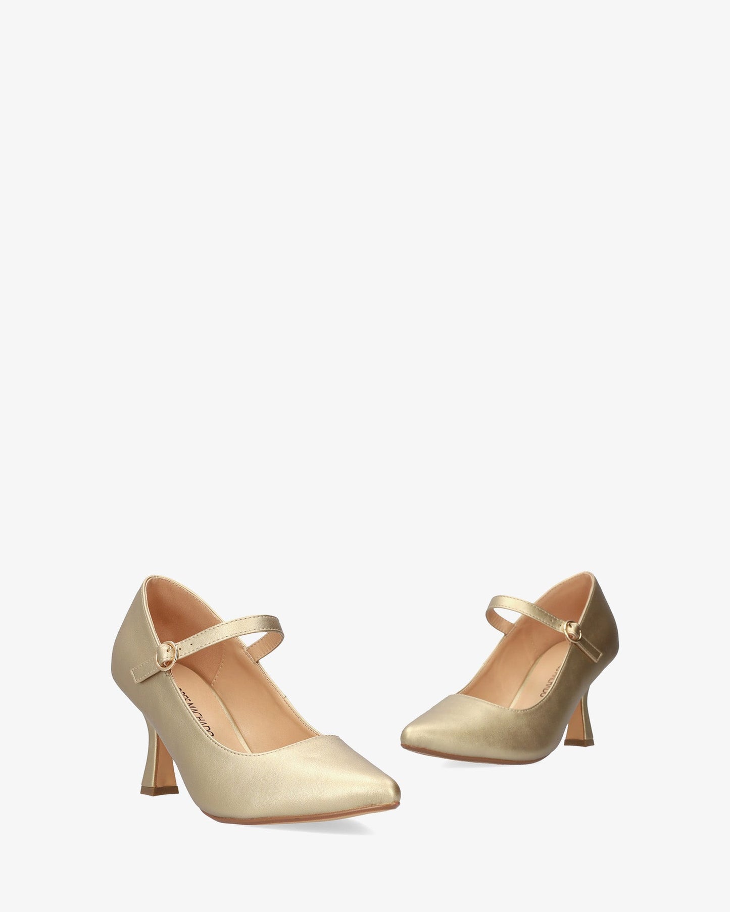 Mary Jane shoes with kitten heel in soft gold