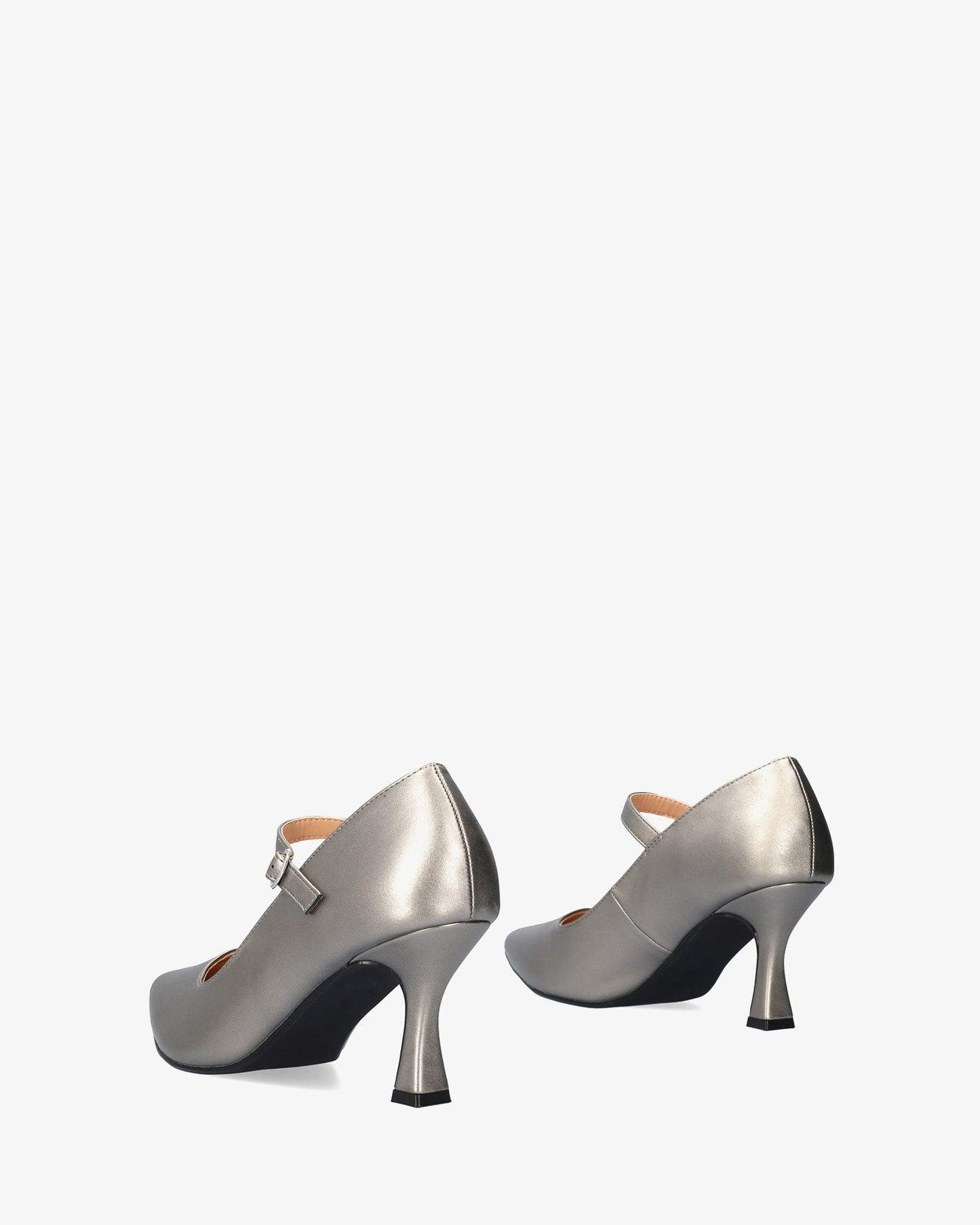 Mary Jane shoes with kitten heel in soft antique silver