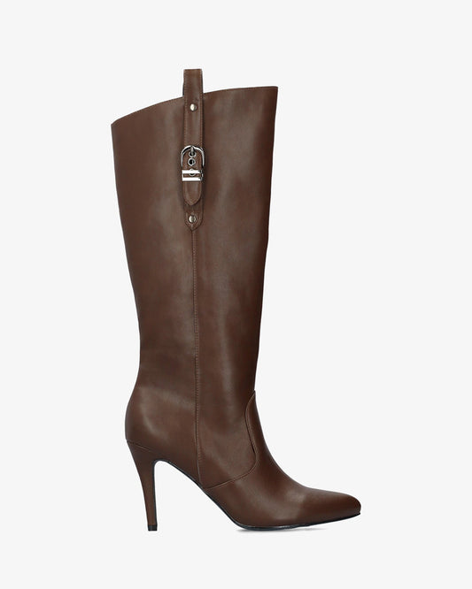 Bota alta tacón en soft marrón