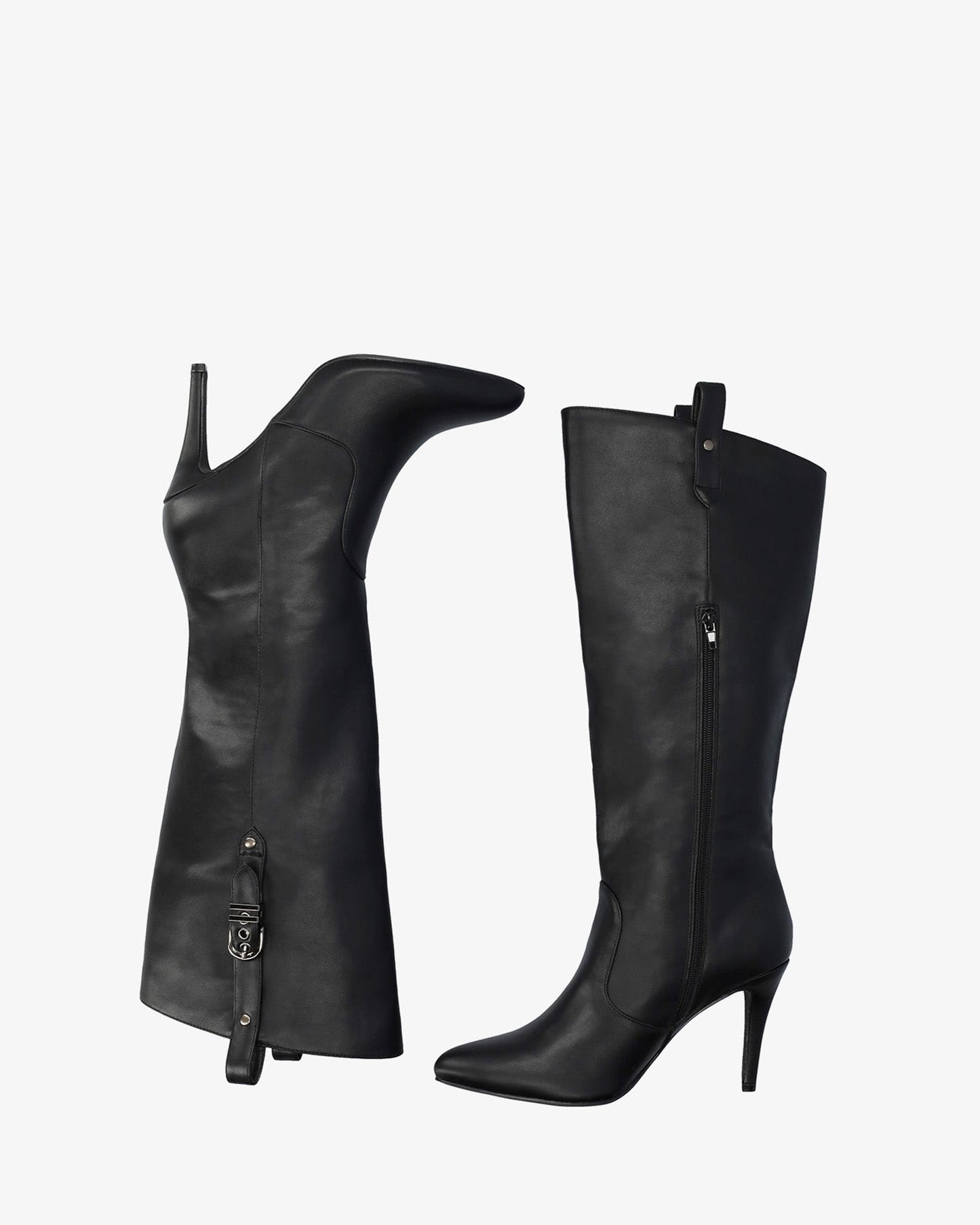 High heeled boot in soft black