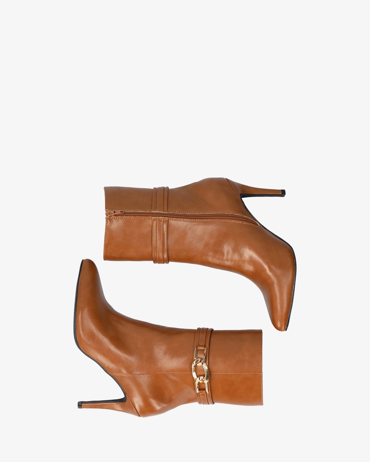 Botín con tacón en soft camel