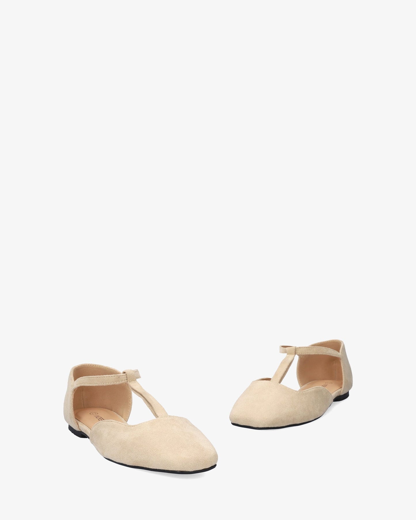 Beige faux suede flat ballerina flat