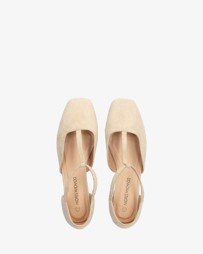 Beige faux suede flat ballerina flat