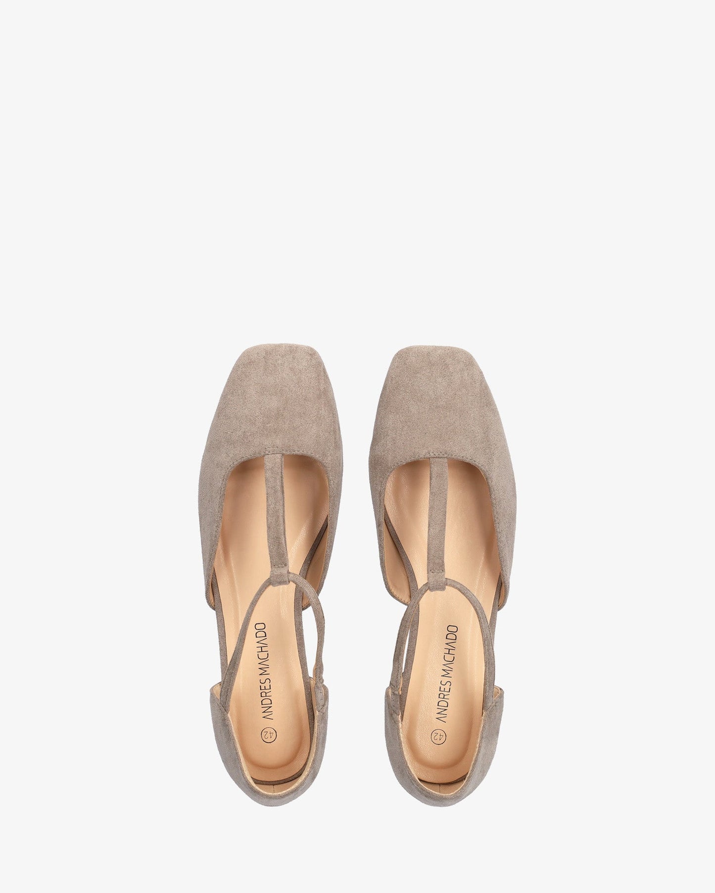 Flat ballerina flats in gray faux suede