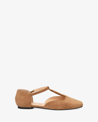 Brown faux suede flat ballerina flat
