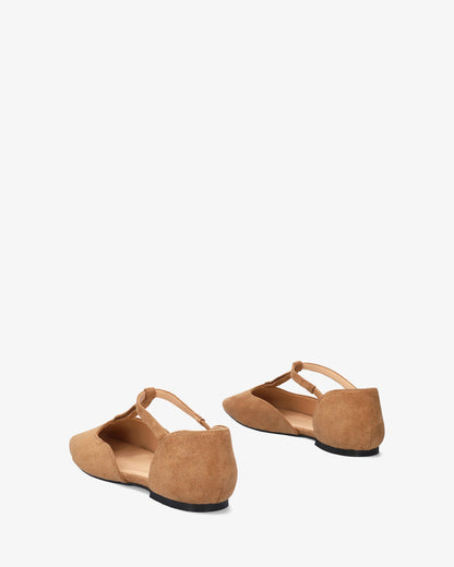 Brown faux suede flat ballerina flat