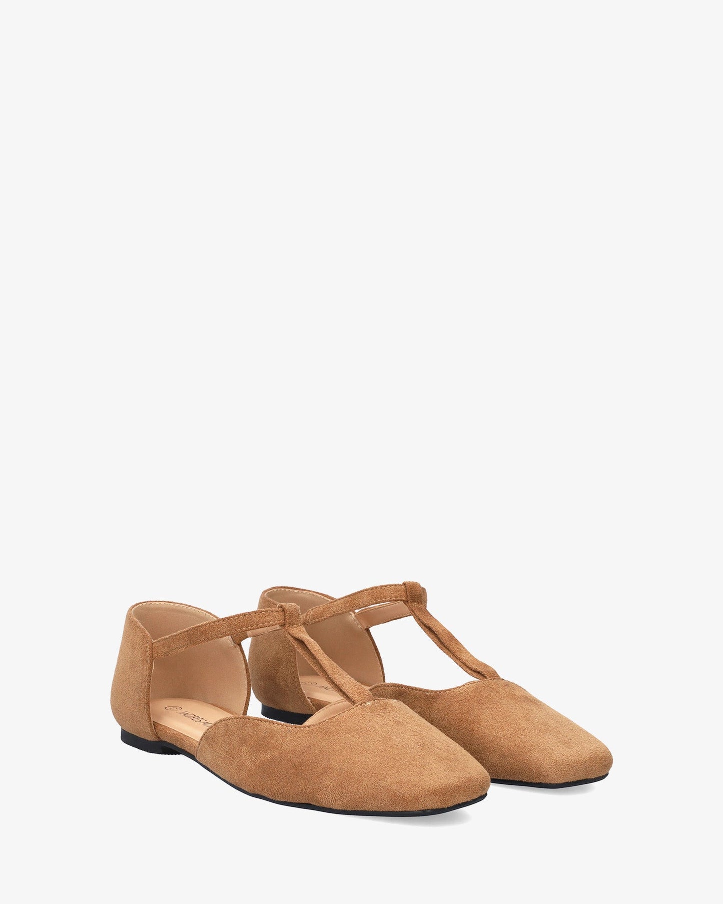 Brown faux suede flat ballerina flat